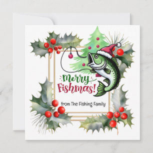 Fishing Lovers Christmas themed Holiday Card