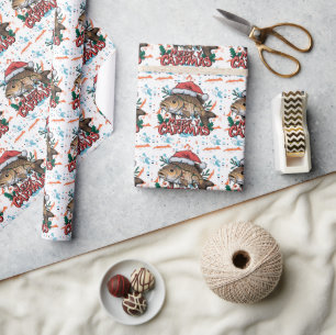 Fishing Lovers Christmas with Santa Claus Fish  Wrapping Paper