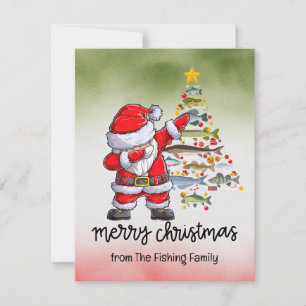 Fishing Lovers Christmas with Santa Claus Holiday Card