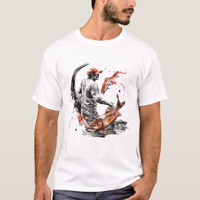 Fishing Lovers,  Fisher Man in bot T-Shirt (Front)