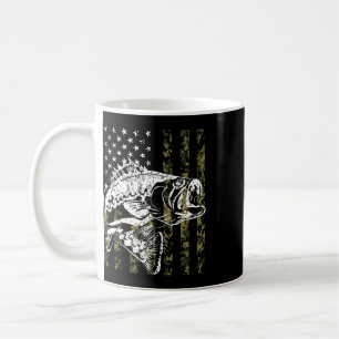 Fishing Lovers Fishing Vintage American Flag  Coffee Mug