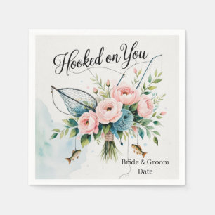 Fishing lovers Hook on you for  Wedding  Napkin
