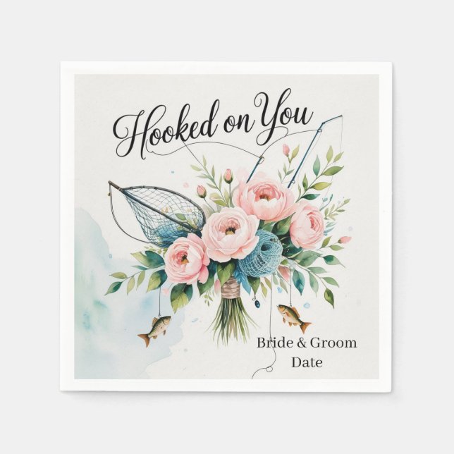 Fishing lovers Hook on you for  Wedding  Napkin (Front)