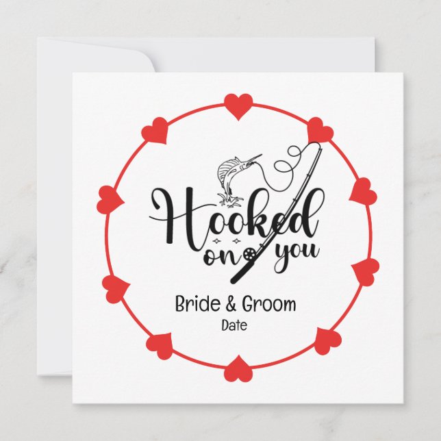 Fishing Lovers Hook on you Wedding  Save The Date (Front)