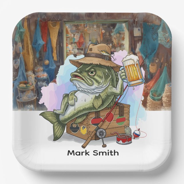 Fishing Lovers is drinking beer Paper Plate (Front)