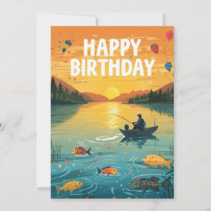 Fishing Lovers is fishing on his birthday  Card