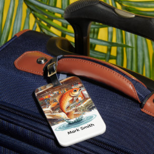 Fishing lovers luggage tag