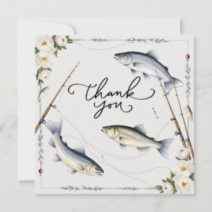 Fishing Lovers Thank you with fish and flowers Card