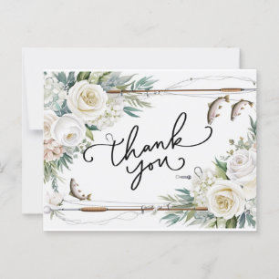 Fishing Lovers Thank you with fish and flowers Postcard