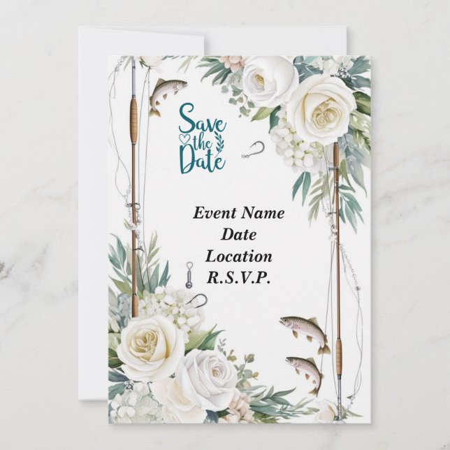 Fishing Lovers themed save the date  Invitation (Front)