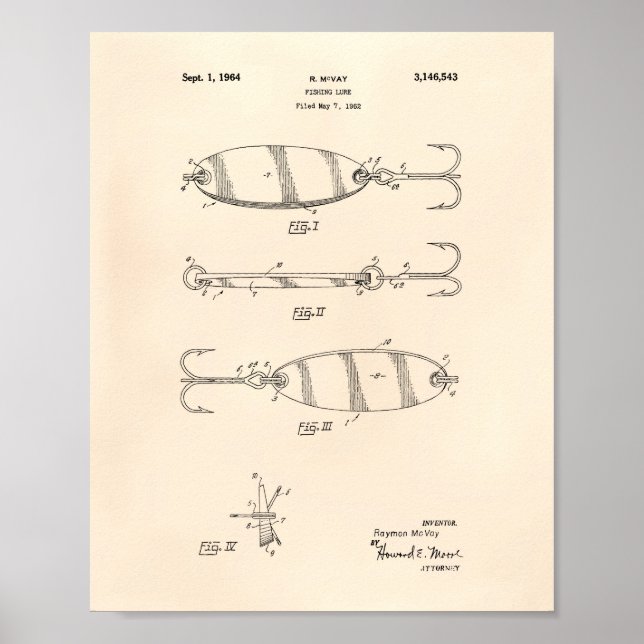 Fishing Lure 1964 Patent Art Old Peper Poster (Front)
