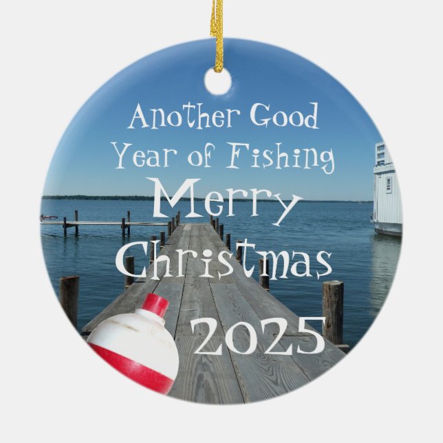 Fishing Lure "Another Good Year of Fishing" Ceramic Ornament (Back)