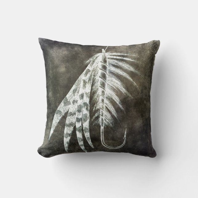 Fishing Lure - Fly Fishing Angling Fish Hook Throw Pillow (Front)