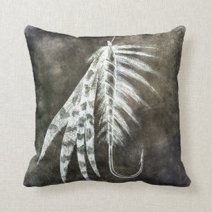 Fishing Lure - Fly Fishing Angling Fish Hook Throw Pillow