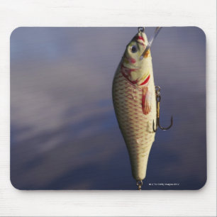 fishing lure in front of water mouse pad