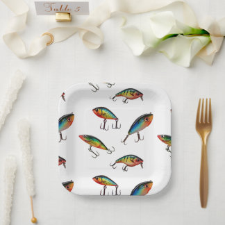 Fishing Lure Pattern Paper Plate