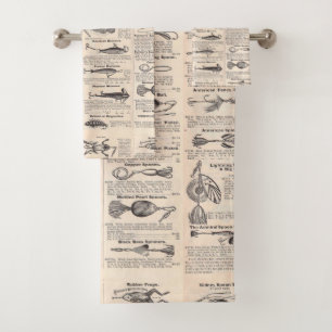 Fishing Lures Advertising Fisherman Art Bath Towel Set