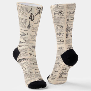 Fishing Lures Advertising Fisherman Art Socks