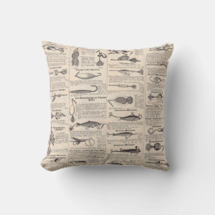 Fishing Lures Advertising Fisherman Art Throw Pillow