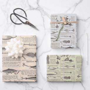 Fishing Lures Advertising Fisherman Art Wrapping Paper Sheet