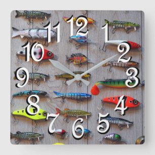 Fishing Lures Man Cave Wall Clock for Fishermen