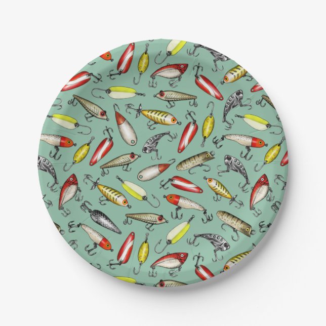 Fishing Lures Paper Plate (Front)