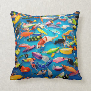 Fishing Lures Throw Pillow
