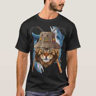 Fishing Maine Coon Outdoor Fisherman Cat Cute Fly T-Shirt