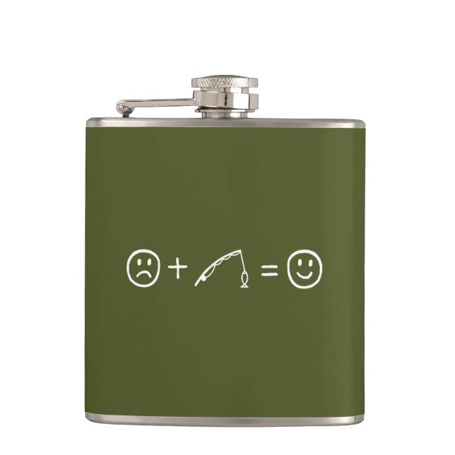 Fishing Makes You Happy Hip Flask (Front)