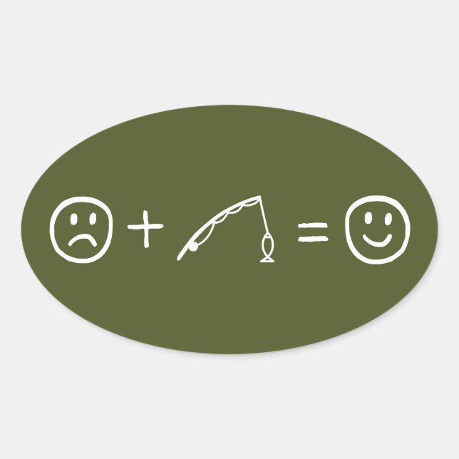 Fishing Makes You Happy Oval Sticker (Front)