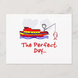 Fishing Man Boat Postcard