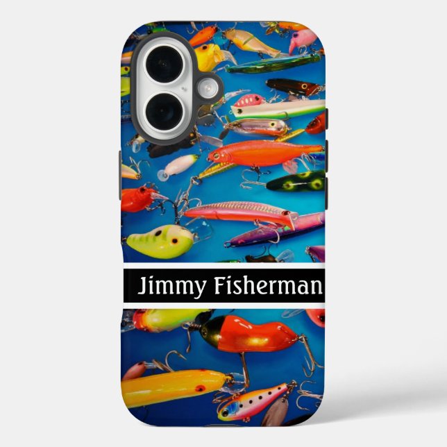 Fishing Many Fishing Lures design Personalize name Case-Mate iPhone Case (Back)