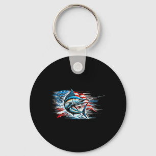 Fishing Marlin Swordfish Fish 4th Of July American Keychain