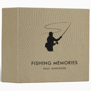 Fishing Memories Gray Fabric Custom Name Binder