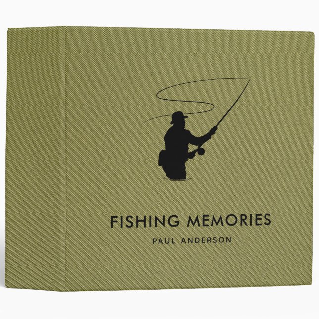 Fishing Memories Green Fabric Custom Name Binder (Front/Spine)