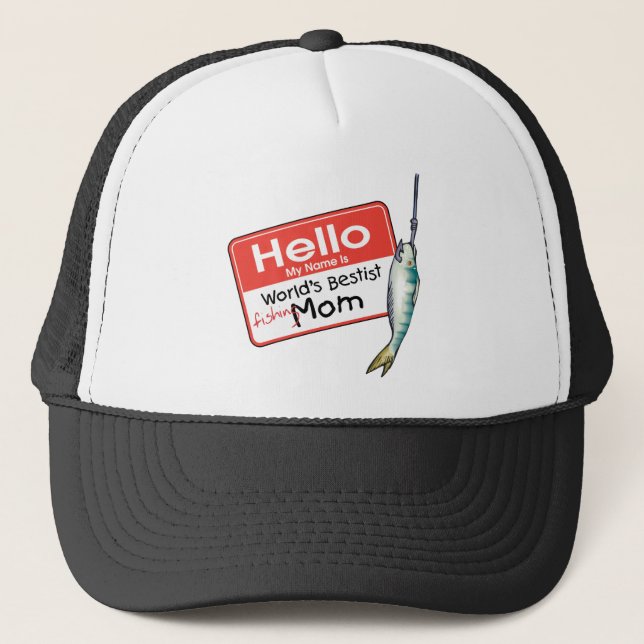 Fishing Mom  Hello Trucker Hat (Front)