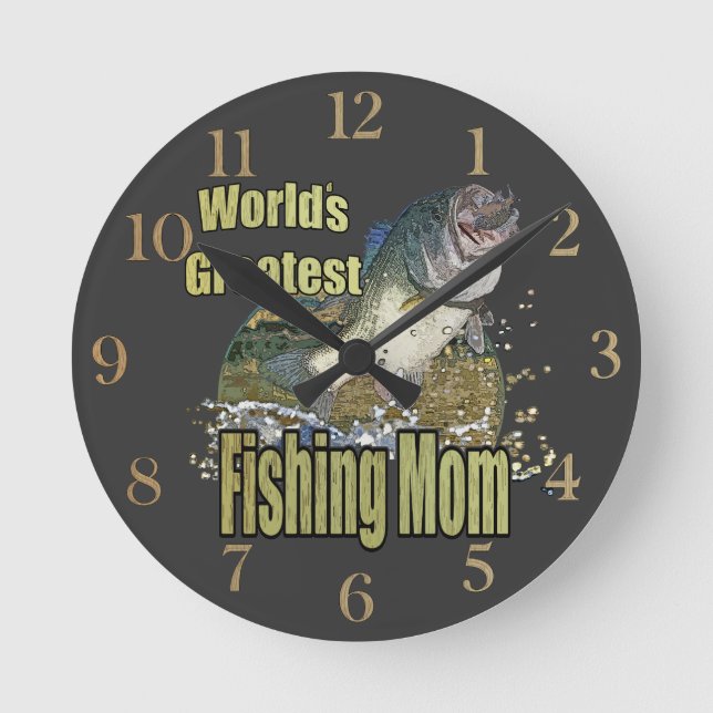 Fishing Mom Round Clock (Front)