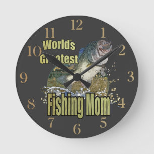 Fishing Mom Round Clock
