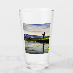 Fishing Mountain Lake Fisherman Glass