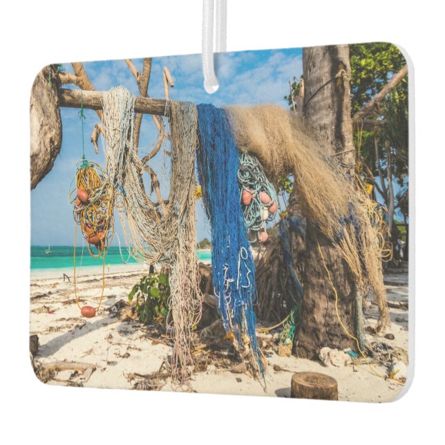 Fishing nets drying on the beach air freshener (Left)