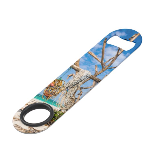 Fishing nets drying on the beach bar key (Back Angled)