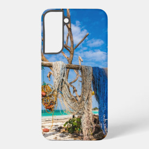 Fishing nets drying on the beach samsung galaxy case