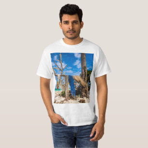 Fishing nets drying on the beach T-Shirt