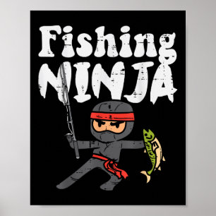 Fishing Ninja Cute Fish Lover Boys Girls Kids Todd Poster