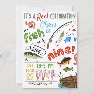 Fishing Ninth Birthday Invitation