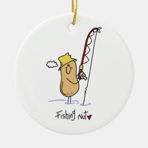 Fishing Nut T-shirts and Gifts Ceramic Ornament