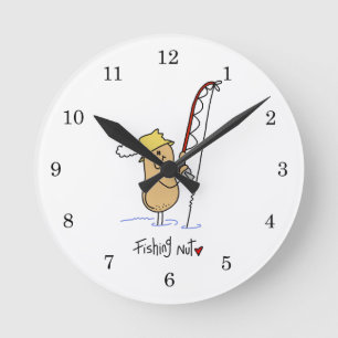Fishing Nut T-shirts and Gifts Round Clock