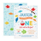 Fishing O-fish-ally 1st First Birthday Invitations