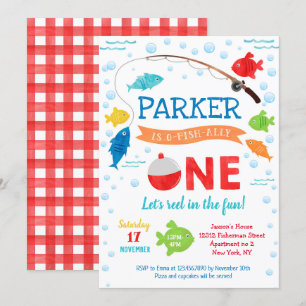 Fishing O-fish-ally ONE 1st Birthday Invitations