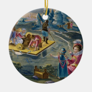 Fishing on a Lake at Night, plate 101 from 'Venati Ceramic Ornament